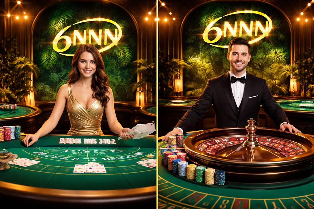 Mesas de roleta e blackjack ao vivo do 6NNN em pleno funcionamento